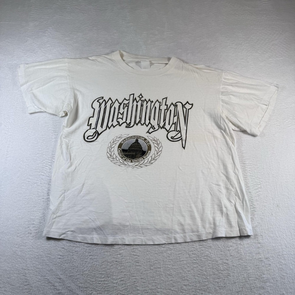 True vintage Washington DC Shirt Mens XL paper thin‎ White destination tee 80's